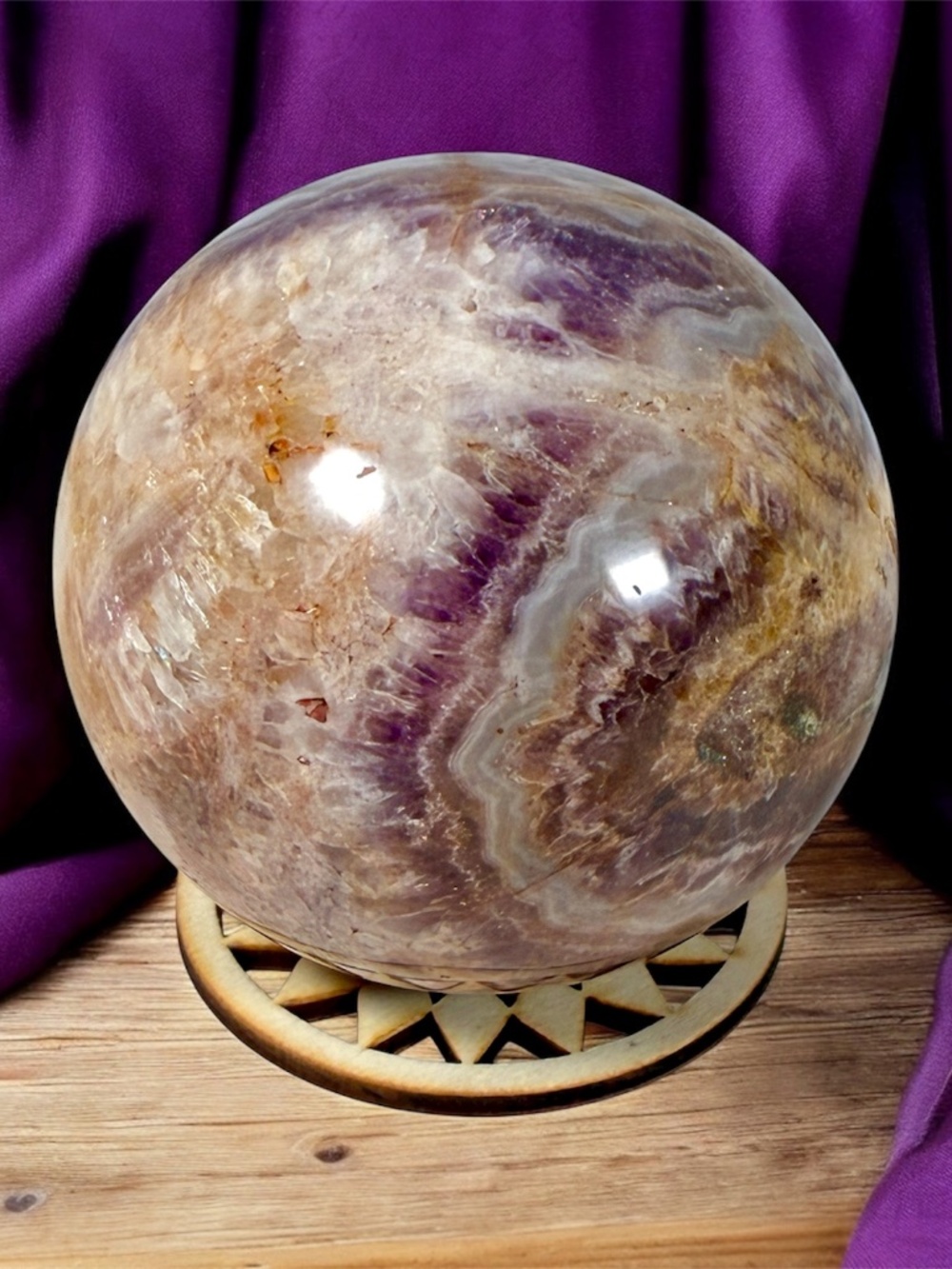 Dreamy Chevron Amethyst Sphere • Lavender Crystal Sphere • Collector Display Sto
